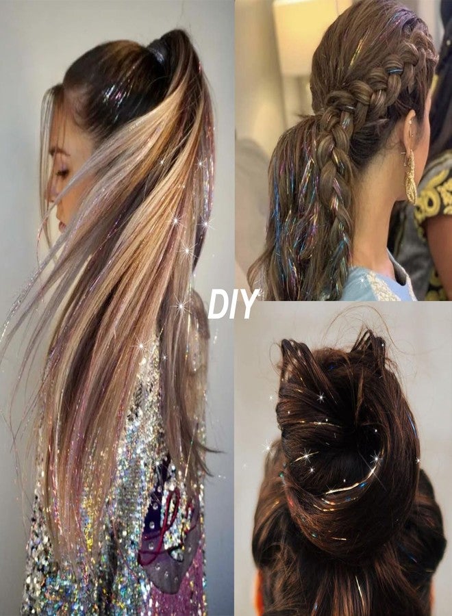 Ainitops Hair Tinsel Pack of 12 Pcs Clip in Hair Tinsel 19.6Inch Glitter Tinsel Hair Extensions Shiny Sparkly Fairy Hair Tinsel Kit Dazzle Hair Accessories for Women Girls Kids (Silver) - Image 5